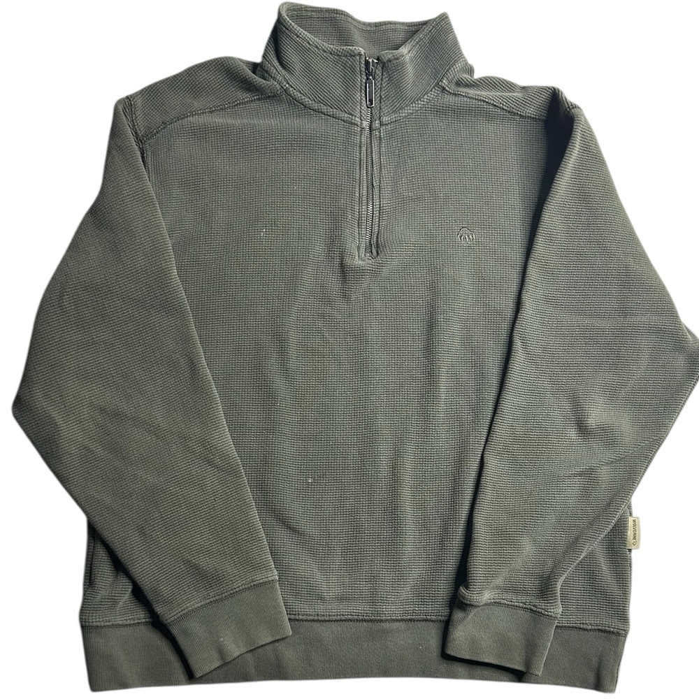 Wolverine Quarter Zip Waffle Knit Pullover Men’s‎ Large Green Workwear Thermal